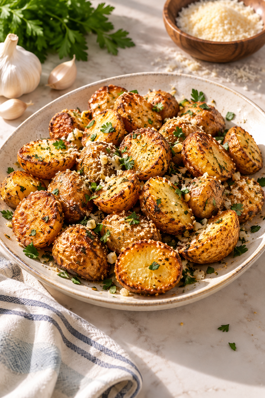 Garlic Butter Parmesan Baby Potatoes
